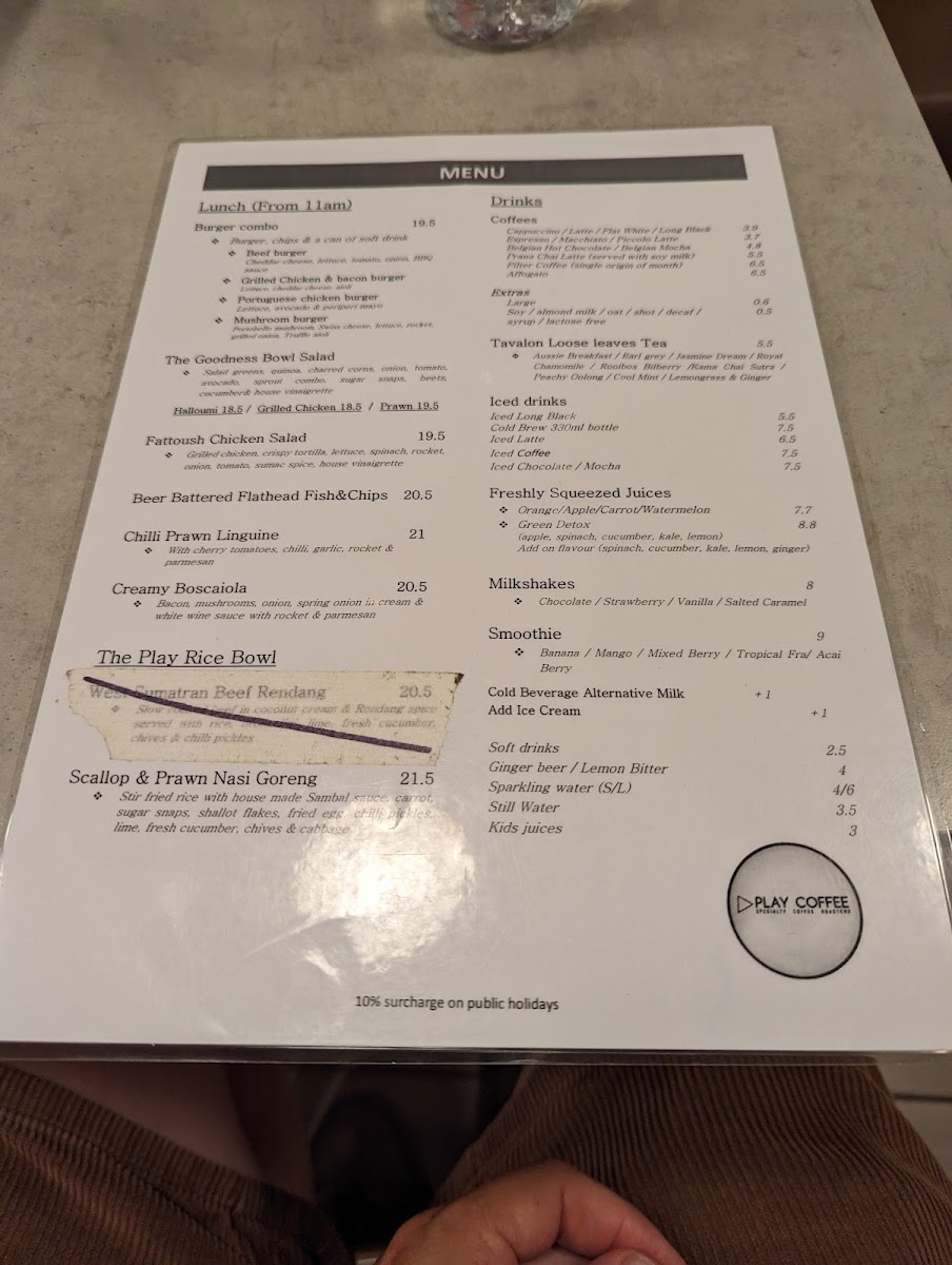 play coffee - Beecroft menu board