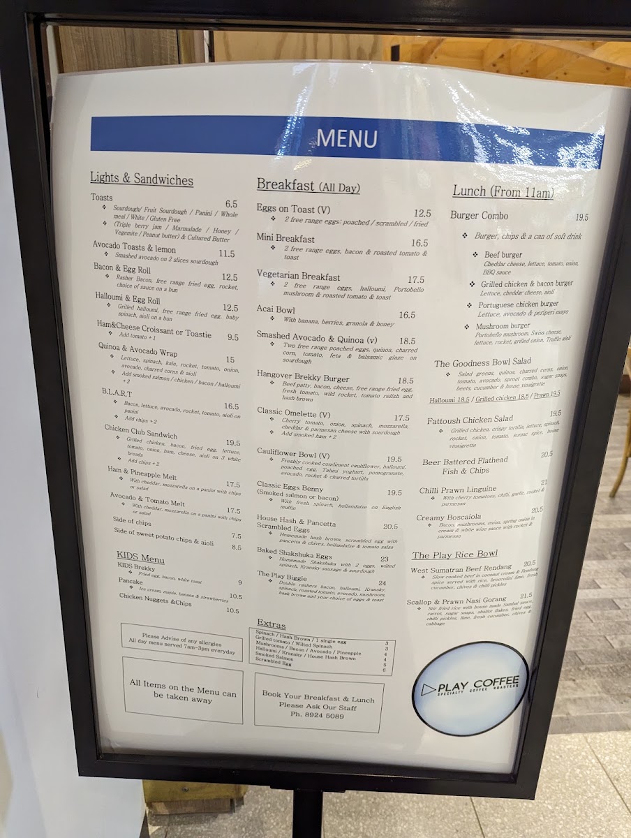 play coffee - Beecroft menu board