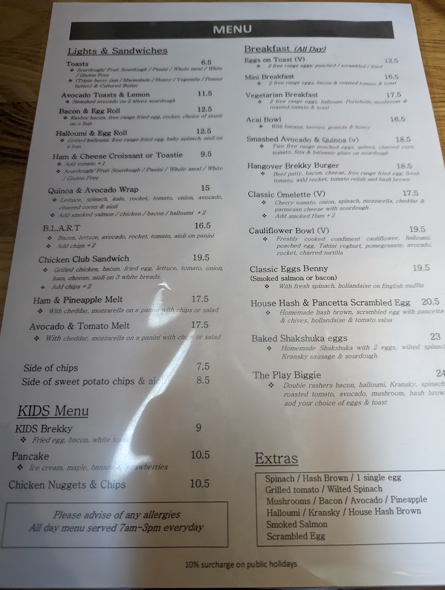 play coffee - Beecroft menu board