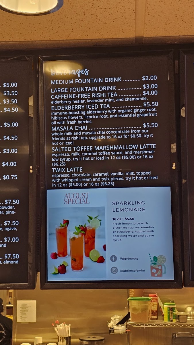 Brim Cafe & Catering menu board