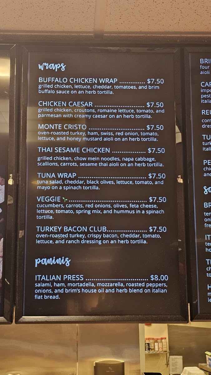 Brim Cafe & Catering menu board