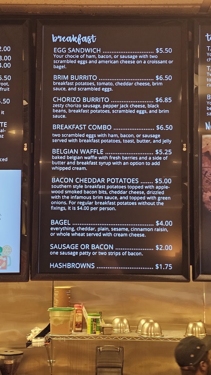 Brim Cafe & Catering menu board