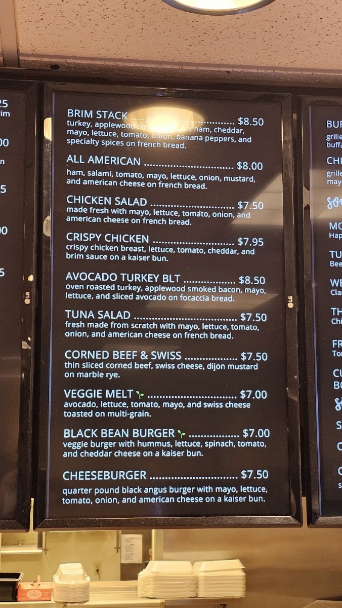 Brim Cafe & Catering menu board