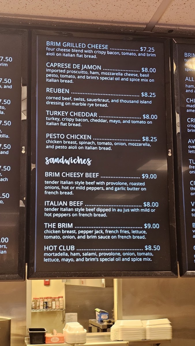 Brim Cafe & Catering menu board