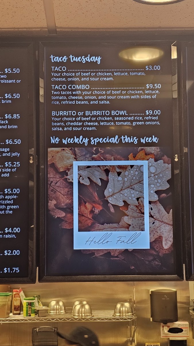 Brim Cafe & Catering menu board