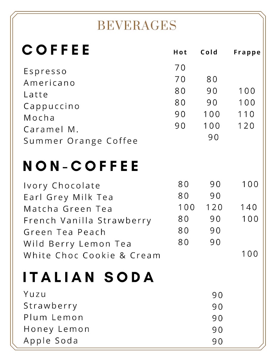 Croissant Factory (Sathon) menu board
