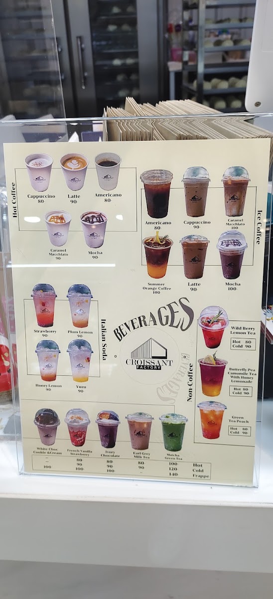 Croissant Factory (Sathon) menu board