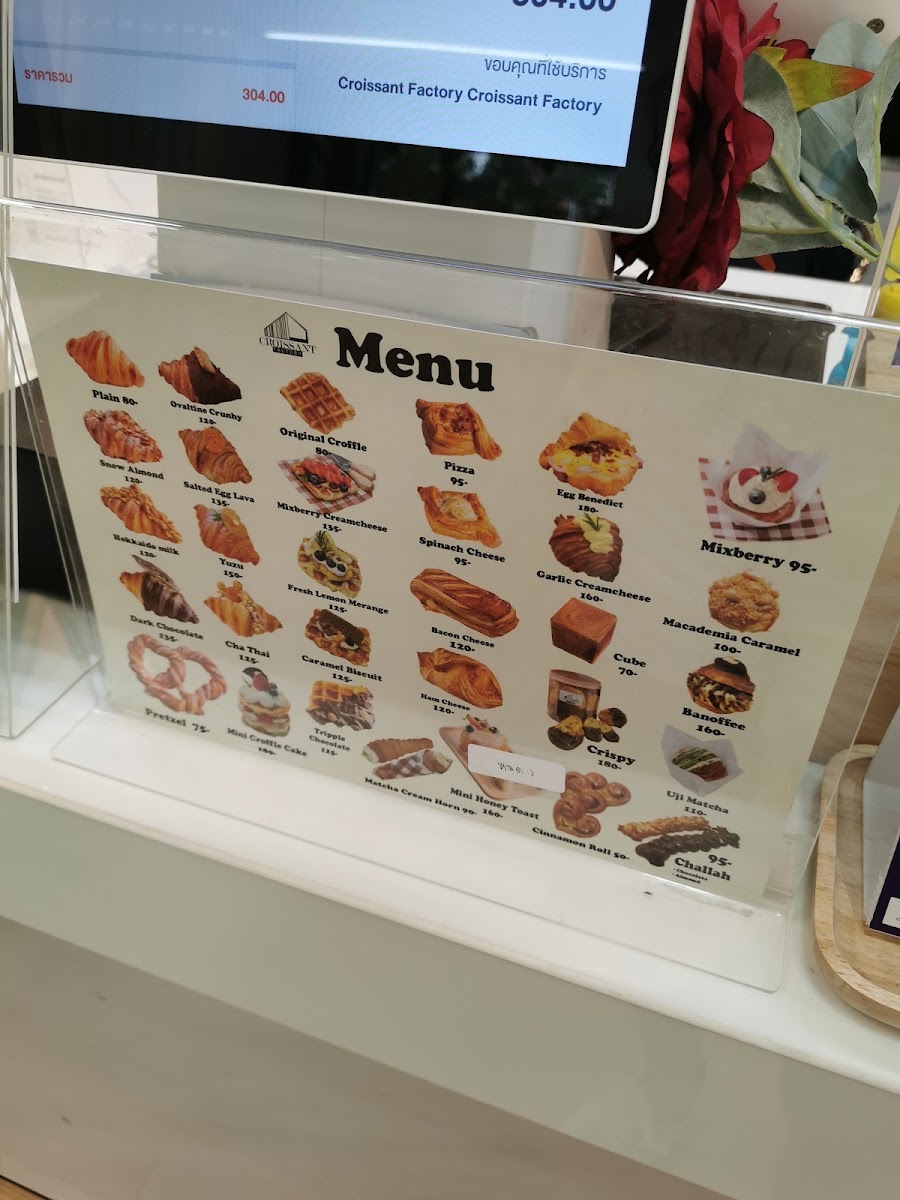 Croissant Factory (Sathon) menu board