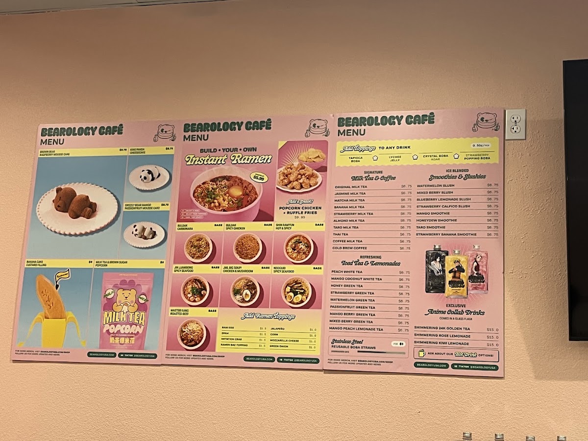 Bearology Temple City menu board