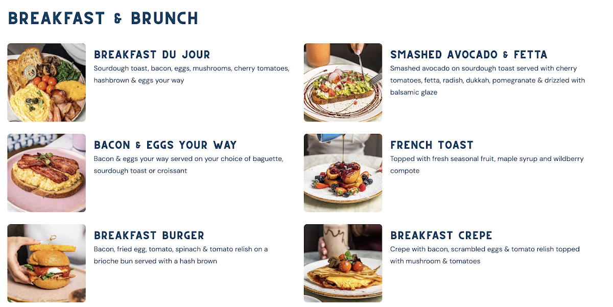 DeFrance Roselands menu board
