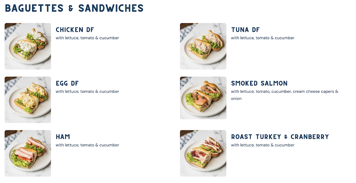 DeFrance Roselands menu board