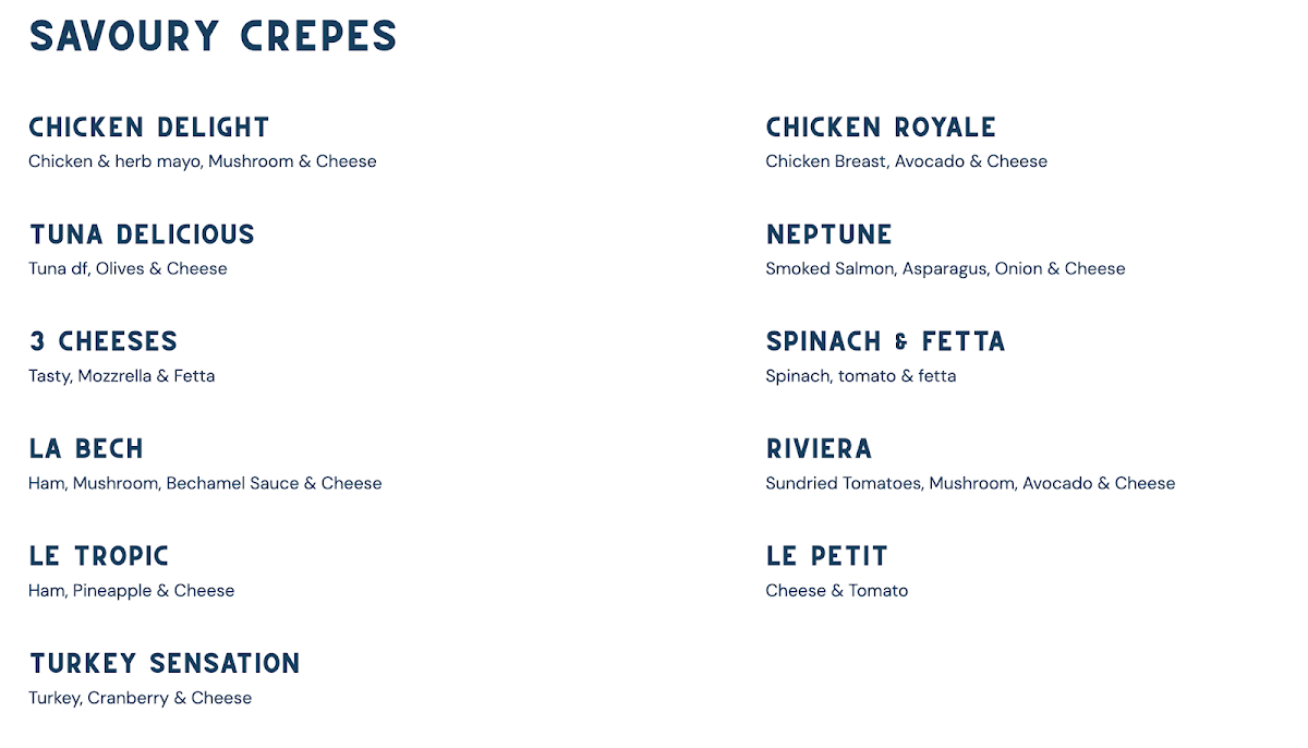 DeFrance Roselands menu board