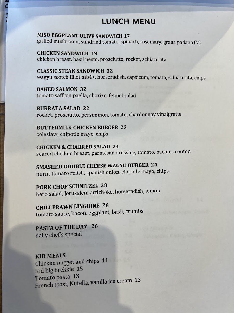 153 EASTWOOD menu board