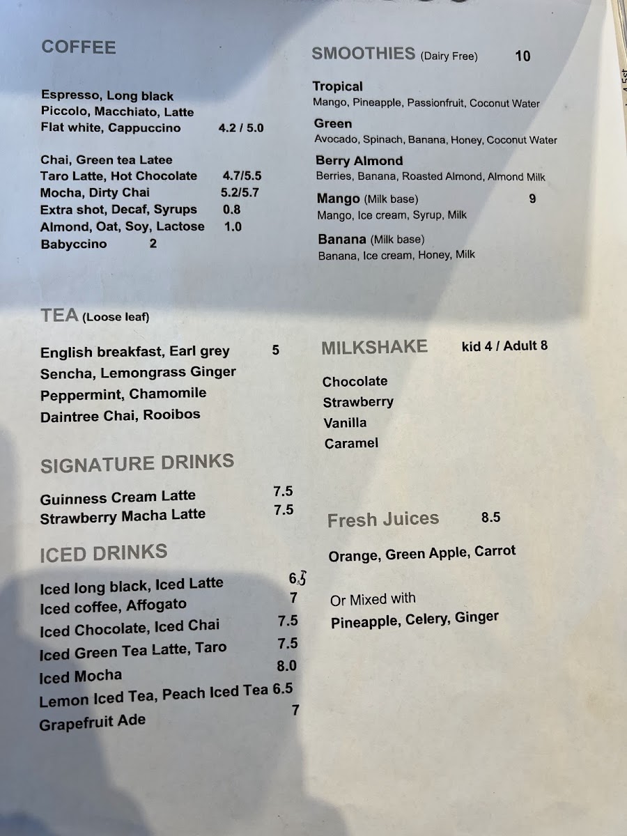 153 EASTWOOD menu board