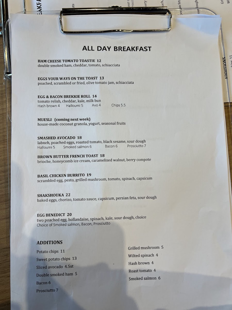 153 EASTWOOD menu board