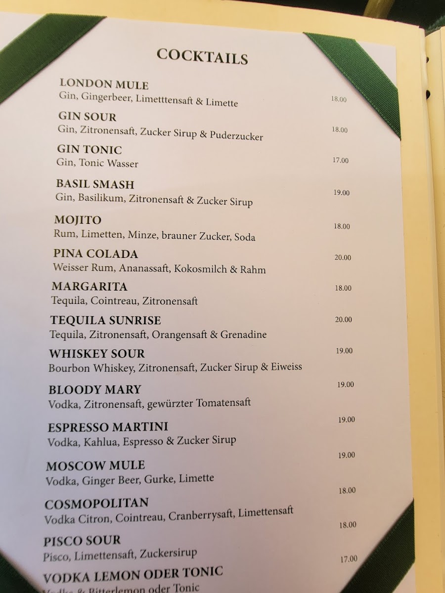 Raffael's Bistro menu board
