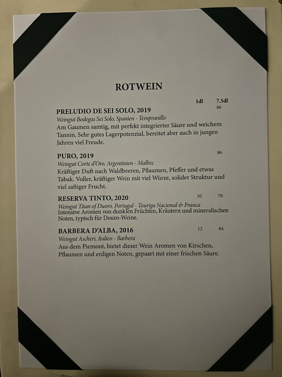 Raffael's Bistro menu board