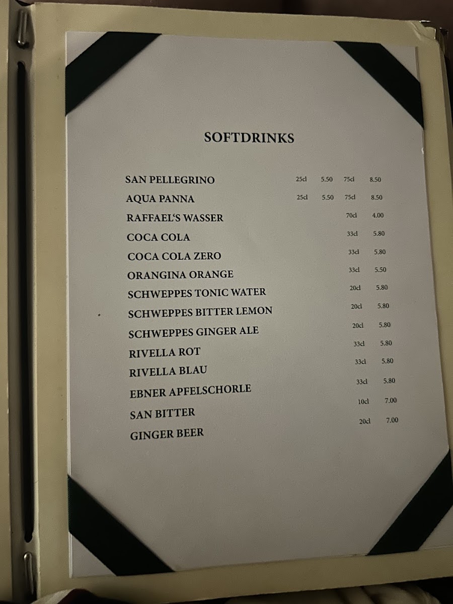 Raffael's Bistro menu board