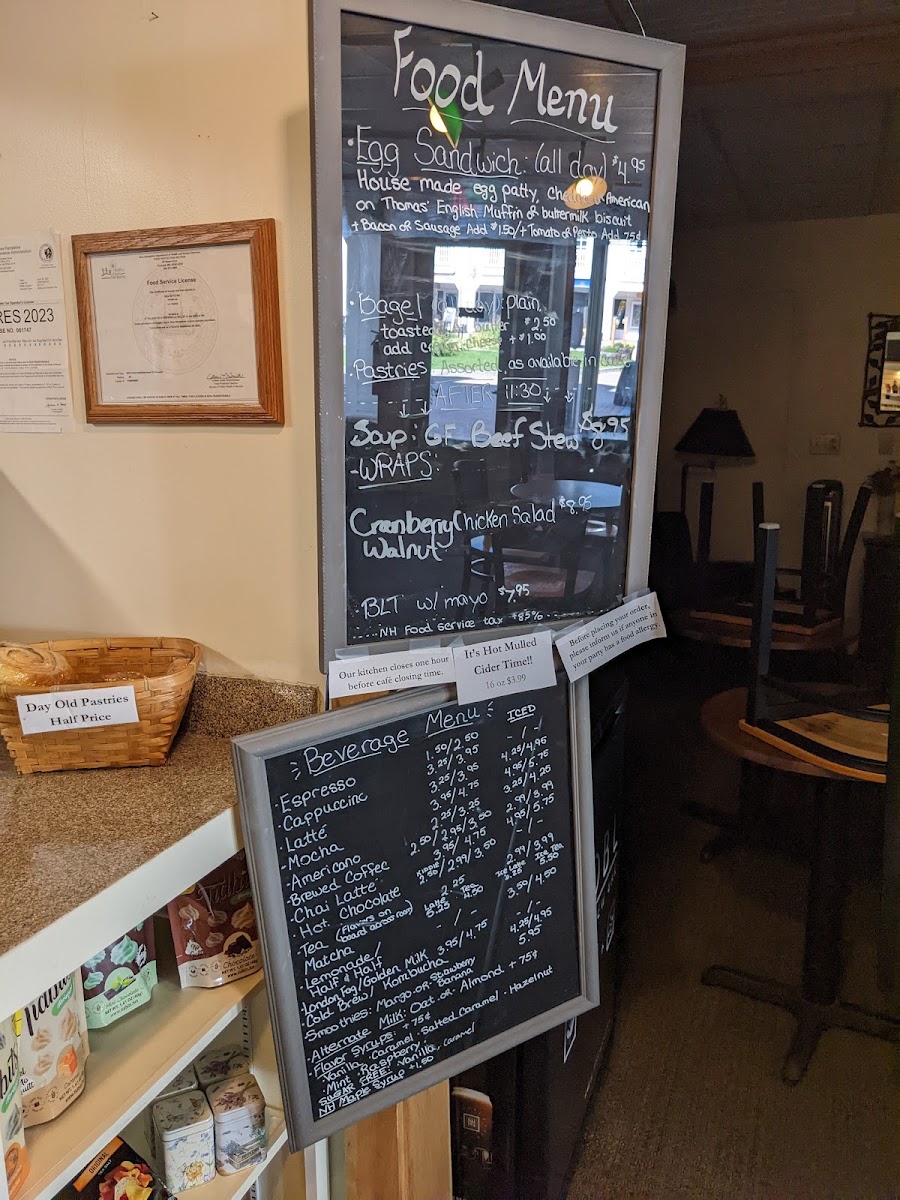 La Tasse Café menu board