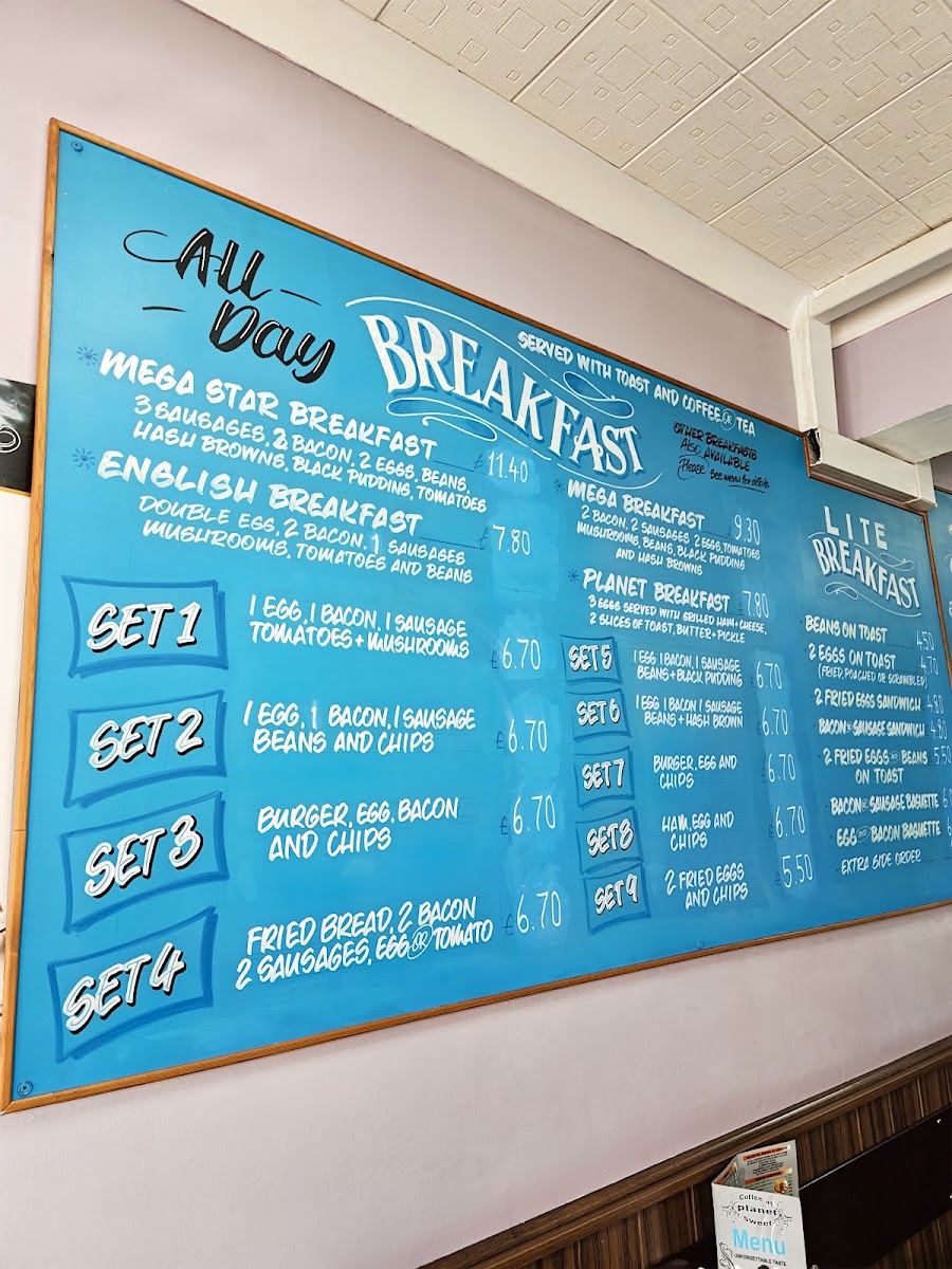 Planet Sweet menu board