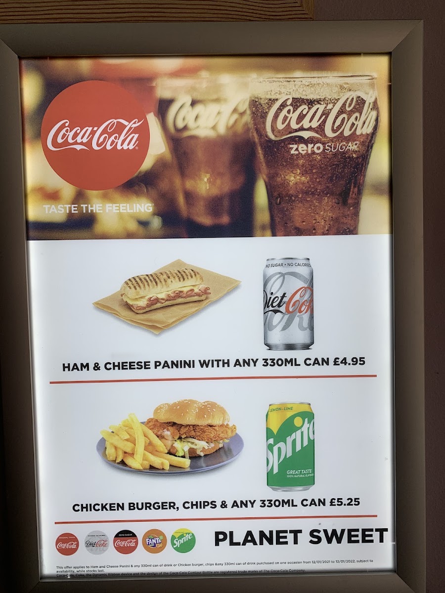 Planet Sweet menu board