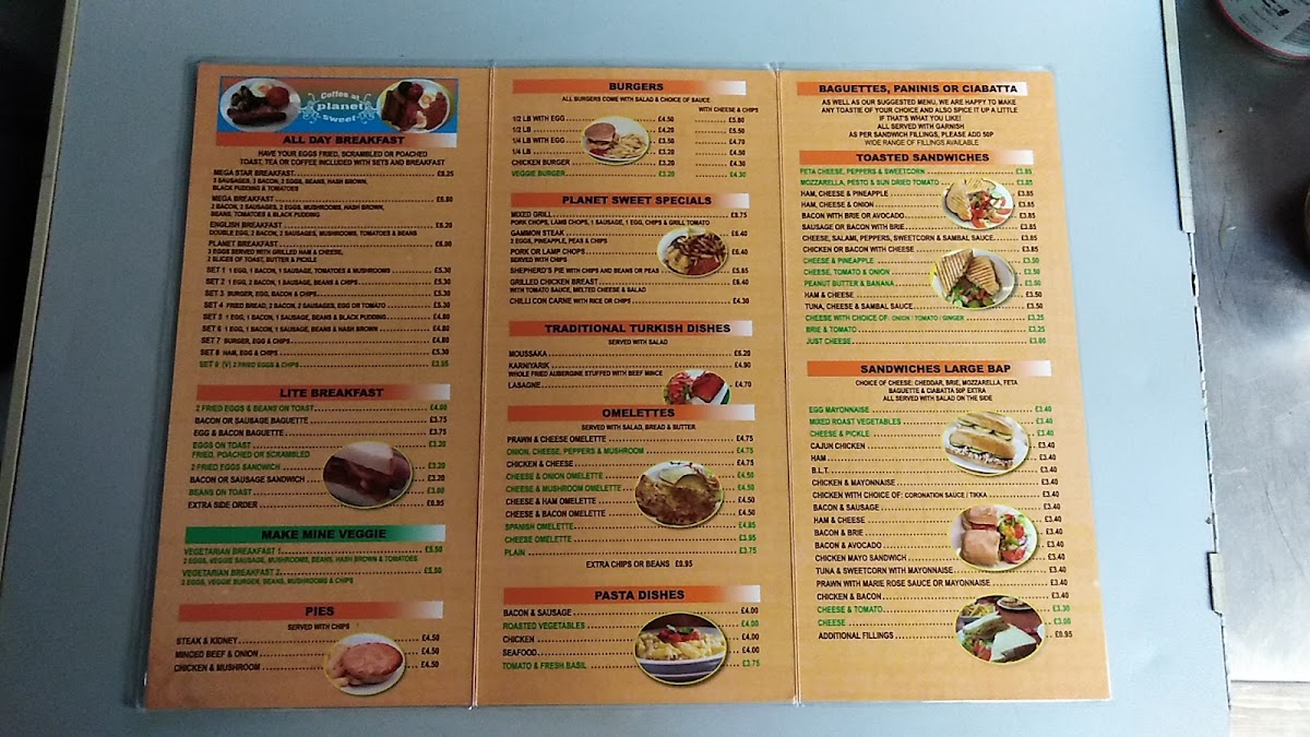Planet Sweet menu board