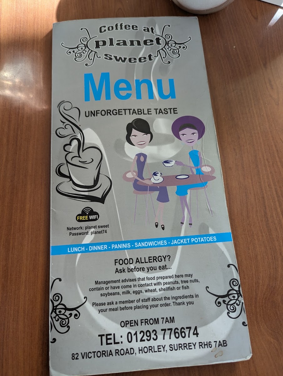 Planet Sweet menu board