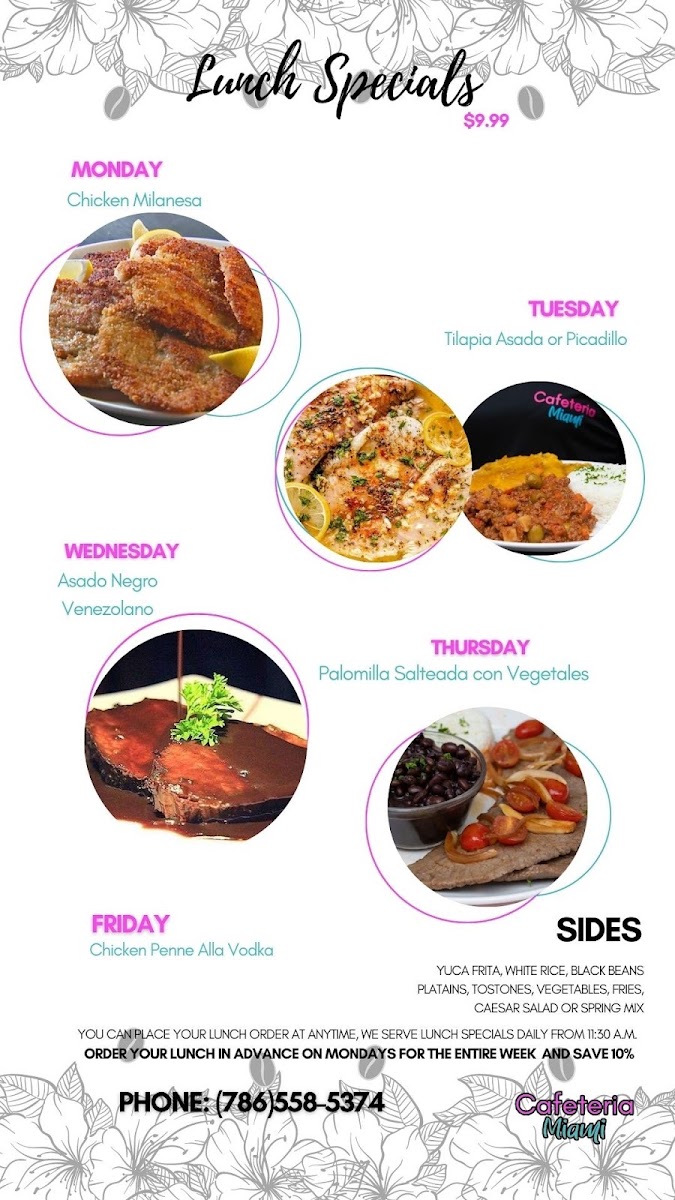 Cafeteria Miami menu board