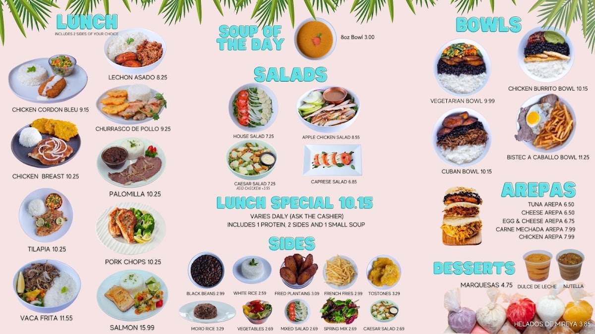 Cafeteria Miami menu board