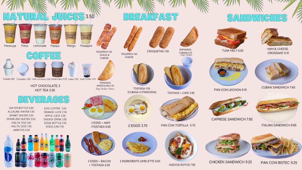 Cafeteria Miami menu board