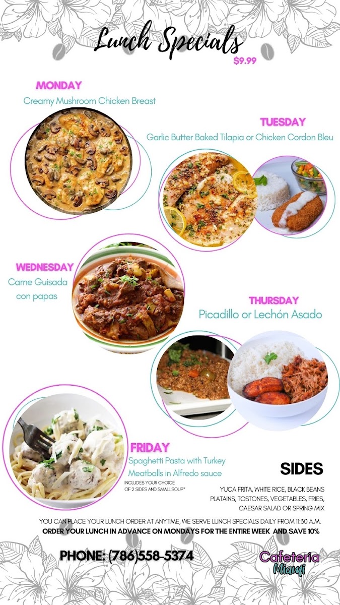 Cafeteria Miami menu board