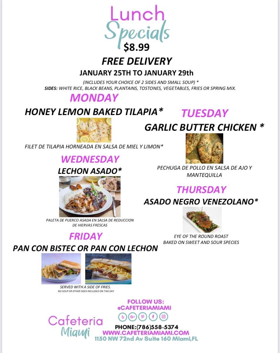 Cafeteria Miami menu board
