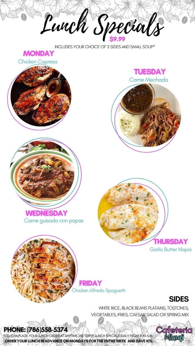 Cafeteria Miami menu board