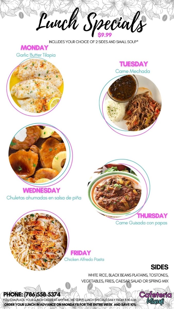 Cafeteria Miami menu board
