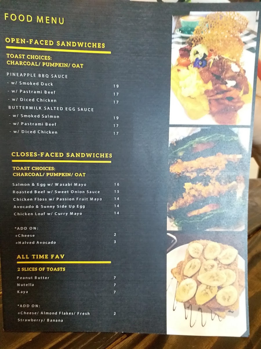 The Rolling Dough Cafe menu board