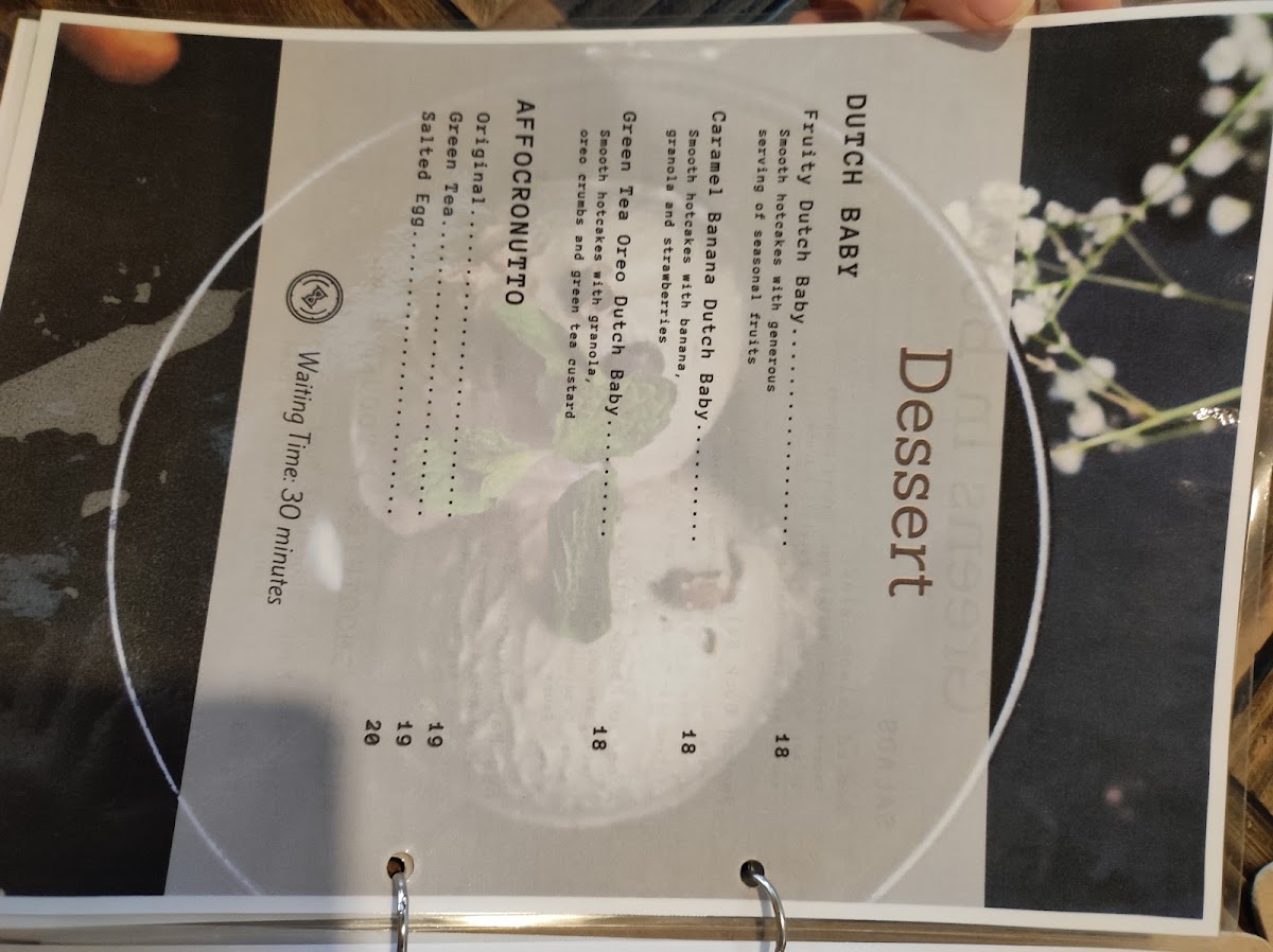 The Rolling Dough Cafe menu board