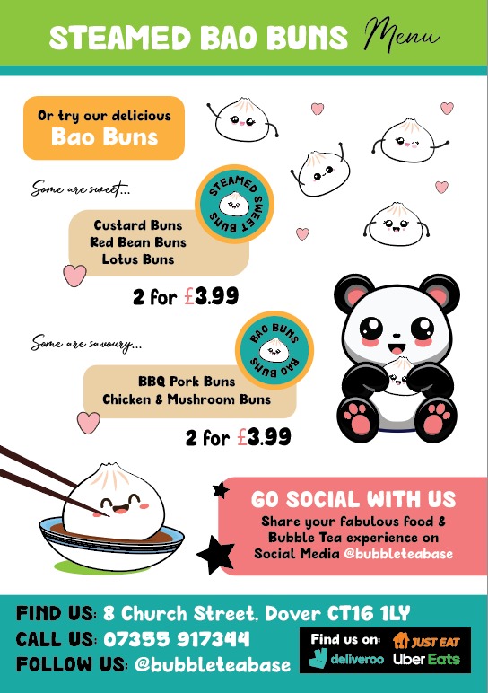 Bubble Tea Base menu board