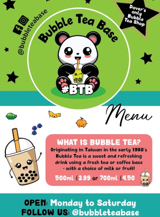 Bubble Tea Base menu board