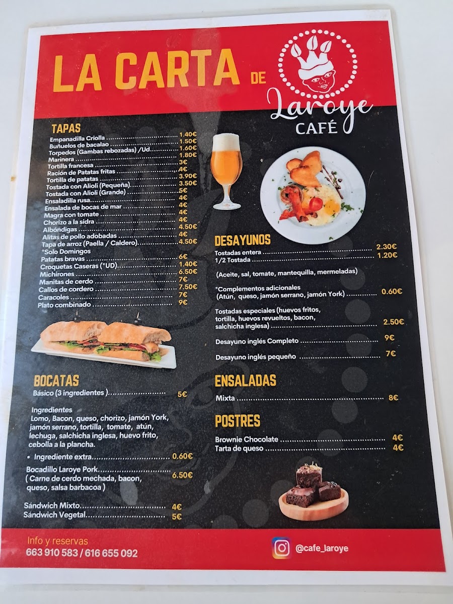 Laroye Café menu board