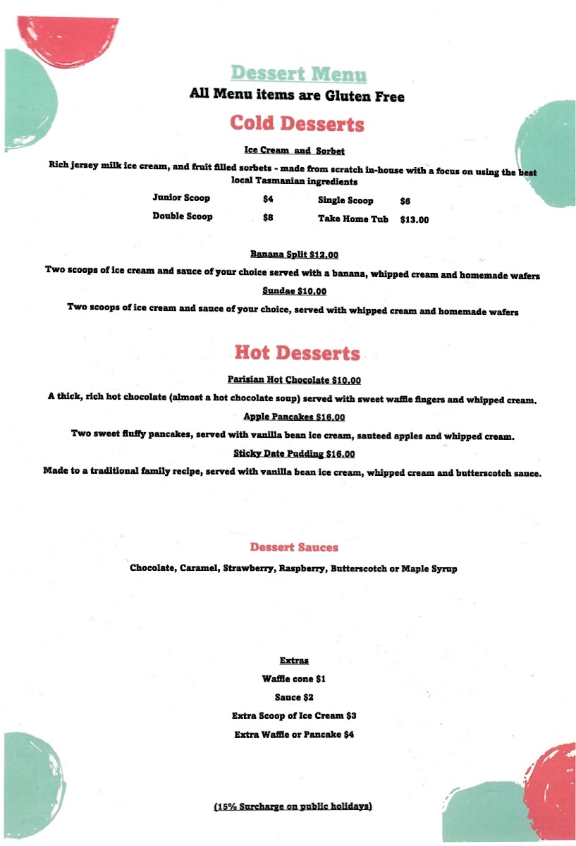 The Devil's Own Ice Creamery menu board