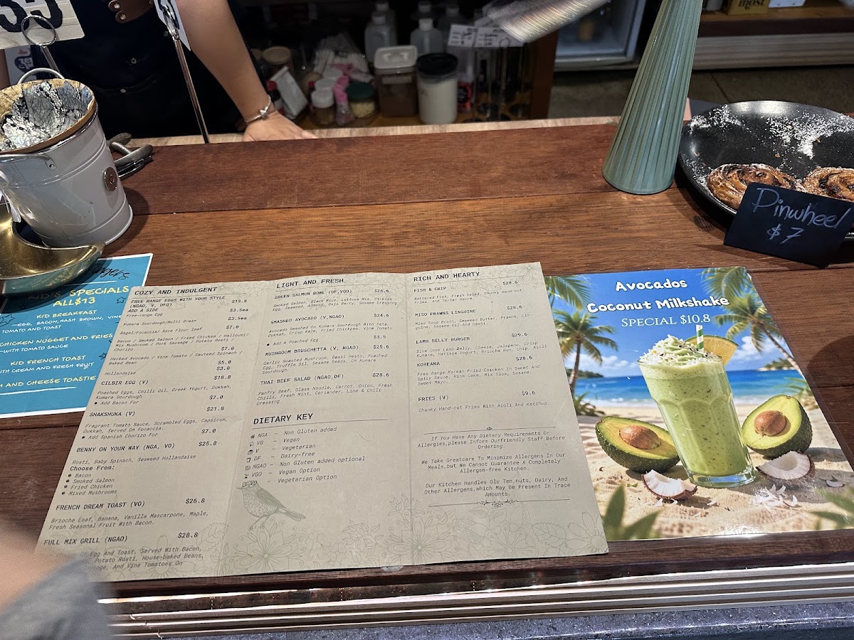 Cafe Greenfingers menu board
