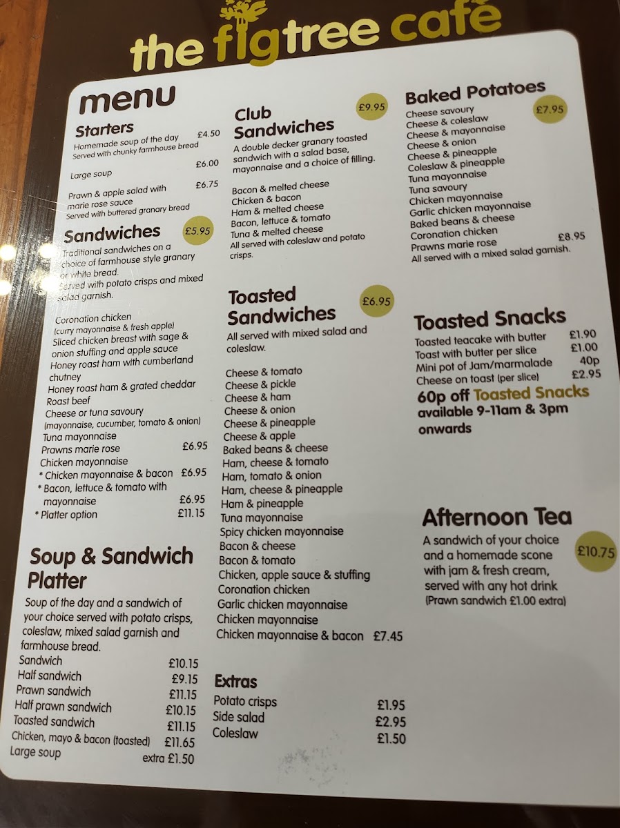 The Fig Tree menu board