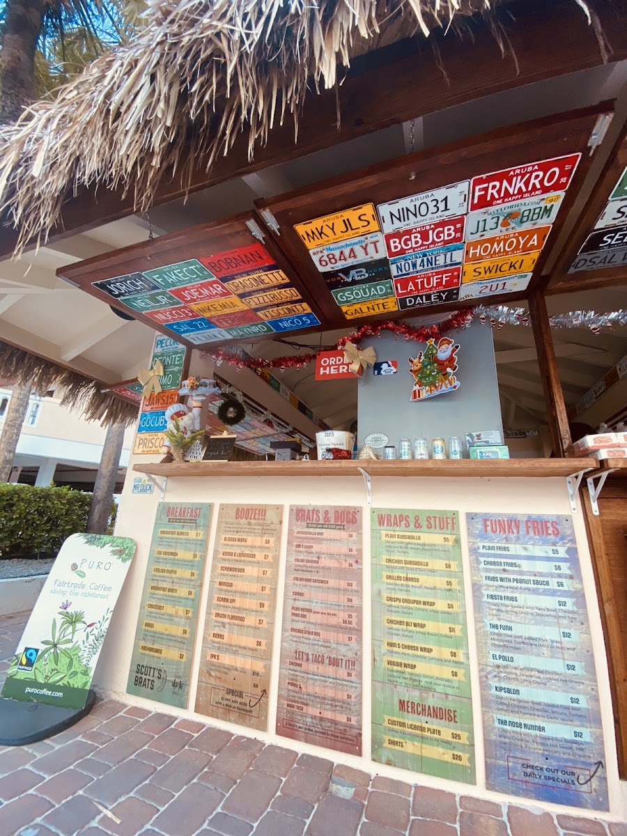 Scott's Brats menu board