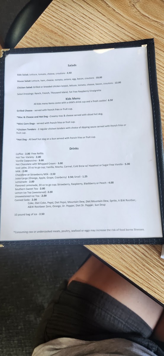 Schleicher's Chute Inn LLC menu board