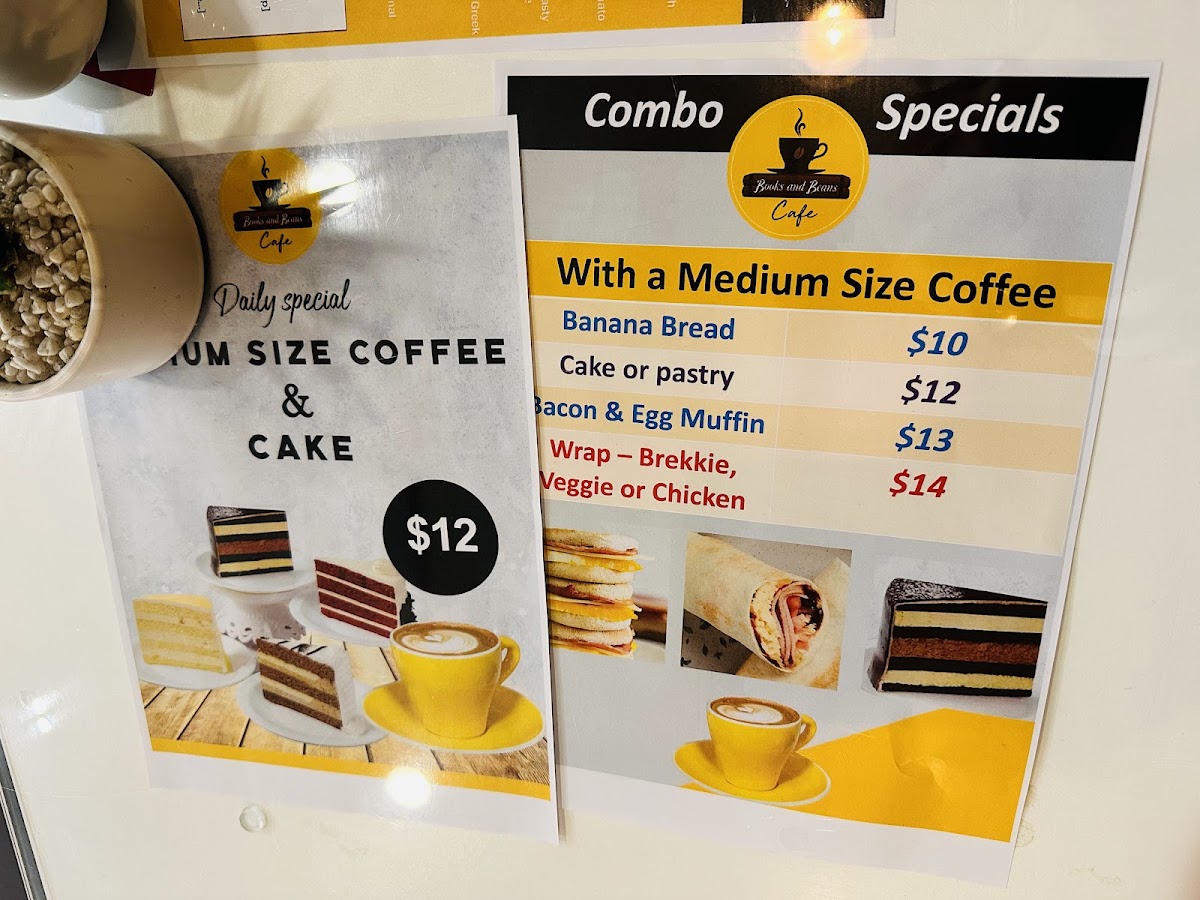 Books & Beans Cafe menu board