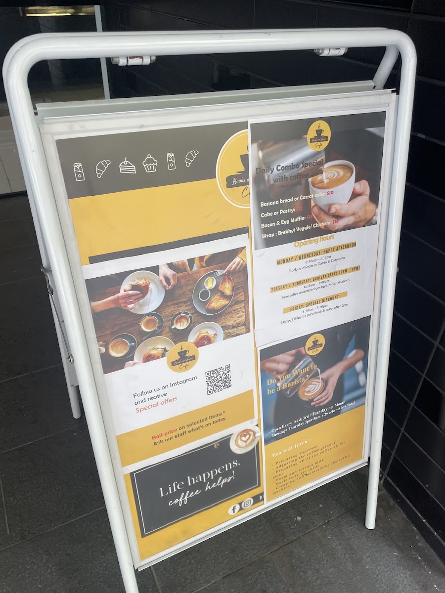 Books & Beans Cafe menu board