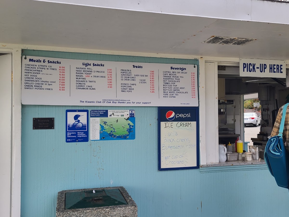 Kiwanis Willows Beach Tea Room menu board