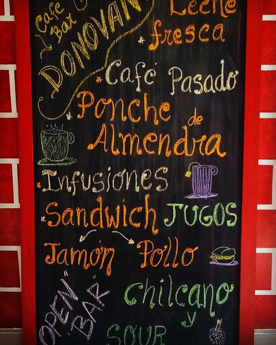 Donovan Café Bar menu board