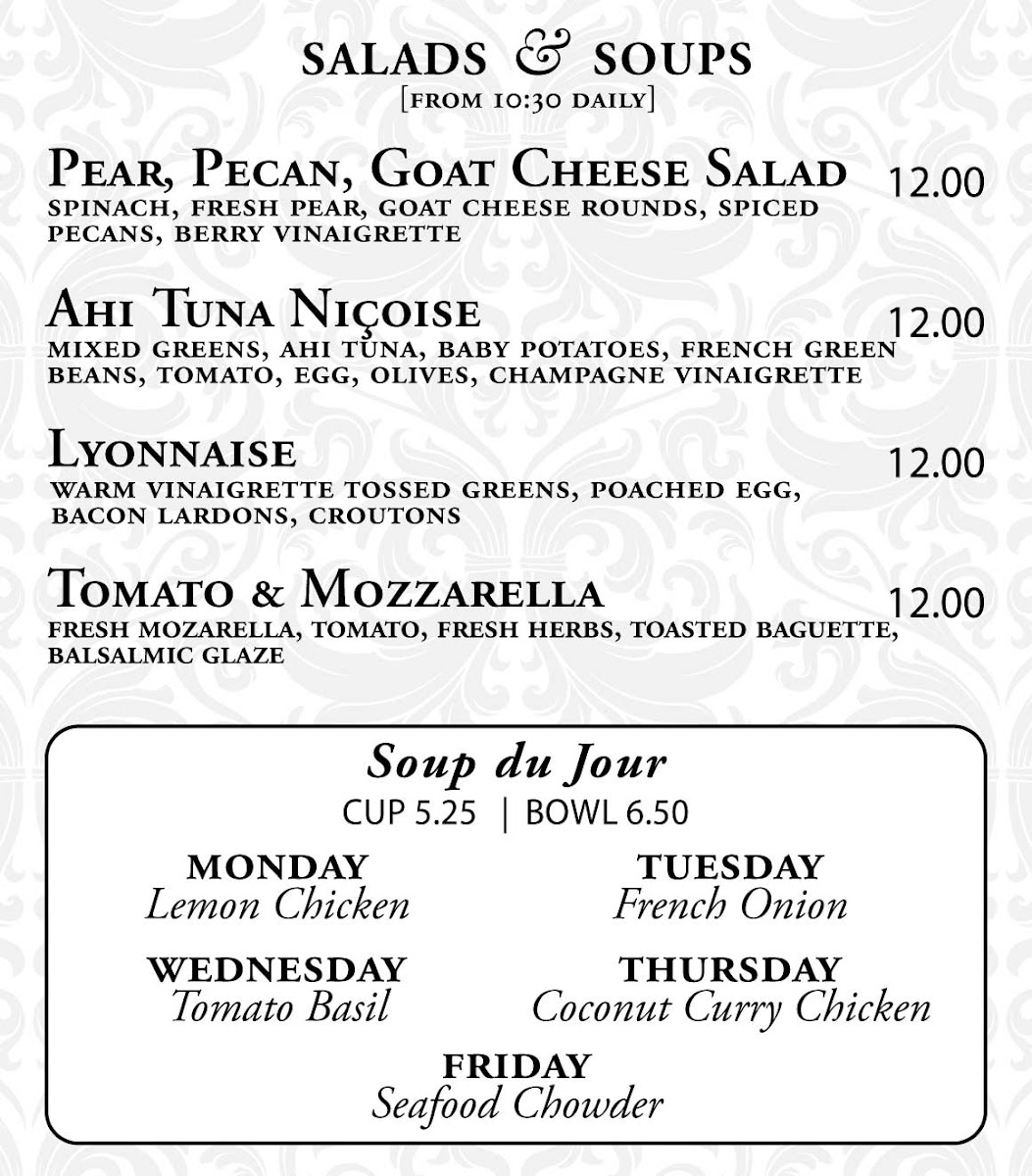 Dilettante Mocha Café at Plaza Center menu board