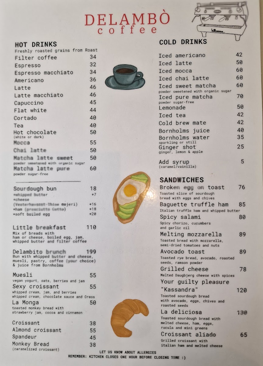 Delambò menu board